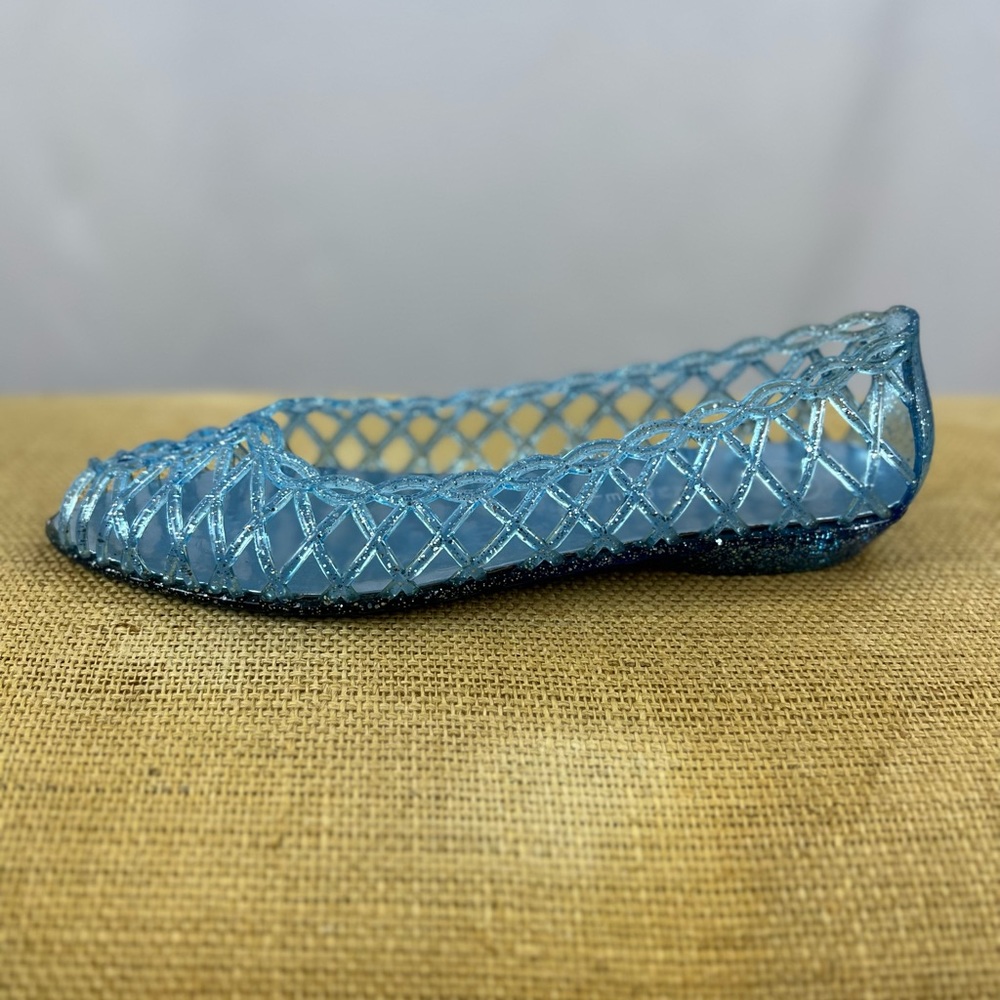 Jeffrey Campbell | Free People | Jelly Kelly flat blue glitter Jellies | Size 10